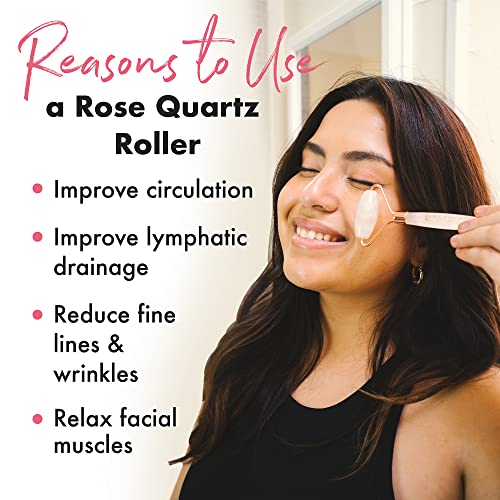 Rose Quartz Face Roller Skin Care Tools - Face Massager Roller, Facial Roller & Eye Roller for Puffy Eyes, Facial Massager Facial Tools Pair Perfectly with Skincare & Are Self Care Gifts for Women