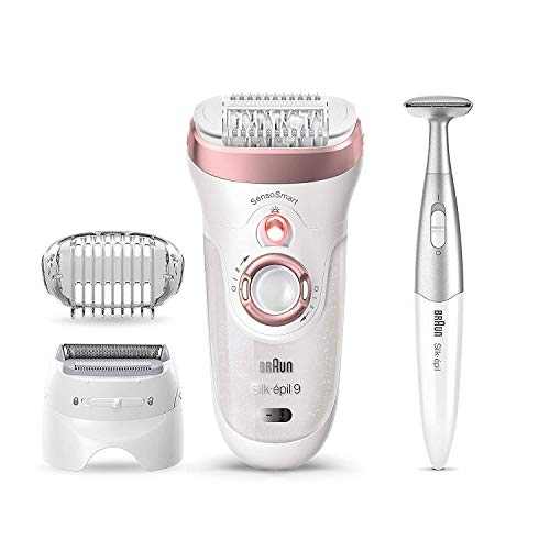 Braun Silk-épil 9 9-890, Facial Hair Removal for Women, Hair Removal Device, Bikini Trimmer, Womens Shaver Wet & Dry, Cordless and 7 extras