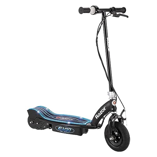 Razor E100 Electric Scooter for Kids Ages 8+ - 8" Pneumatic Front Tire, Hand-Operated Front Brake, Up to 10 mph and 40 min of Ride Time, For Riders up to 120 lbs