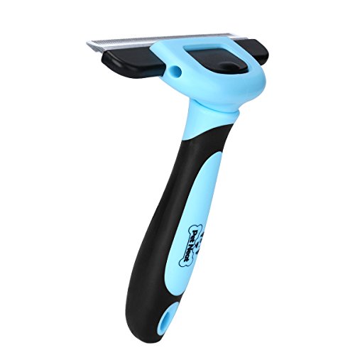 Pet Grooming Brush Effectively Reduces Shedding by Up to 95% Professional Deshedding Tool for Dogs and Cats (Blue)