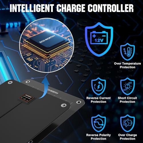 ECO-WORTHY Solar Car Battery & Trickle Charger 5W Solar Panel Power 12V Batteries Maintainer Portable Waterproof Built-in Blocking Diode for Automotive Lawn Mower Camping Car Boat Motorcycles Truck