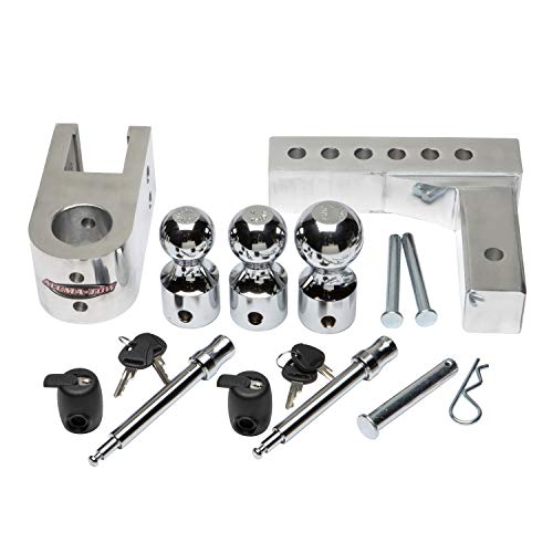 Aluma-Tow Adjustable Trailer Hitch Ball Mount, 6" Drop Ball Mount for 2" Receiver w/ 4pc Keyed Alike Set UT623410: Heavy-Duty, Sturdy Durable Construction, Tow up to 12,000 lbs GTW, Easy Installation