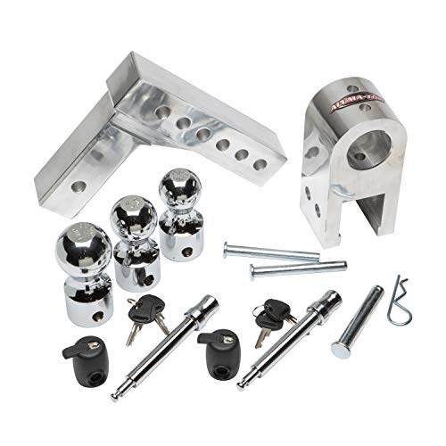 Aluma-Tow Adjustable Trailer Hitch Ball Mount, 6" Drop Ball Mount for 2" Receiver w/ 4pc Keyed Alike Set UT623410: Heavy-Duty, Sturdy Durable Construction, Tow up to 12,000 lbs GTW, Easy Installation