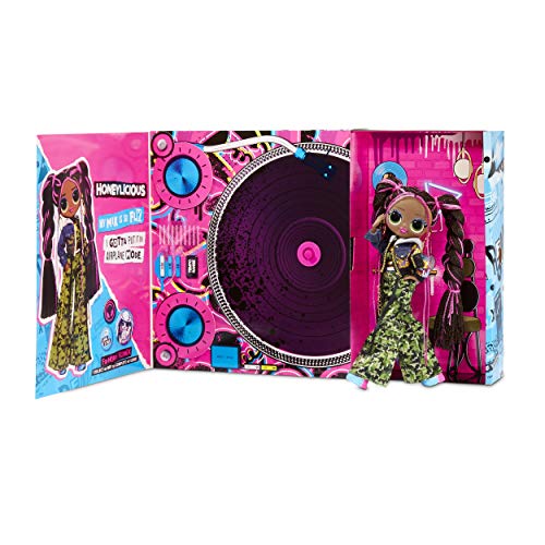 LOL Surprise OMG Remix Honeylicious Fashion Doll, Plays Music with 25 Surprises Including Shoes, Hair Brush, Doll Stand, Magazine, and Record Player Package - For Girls Ages 4+