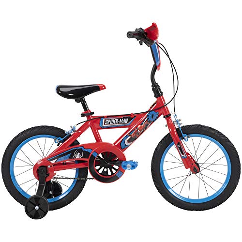 Huffy Marvel Spider-Man 12” Kid’s Bike with Training Wheels, Quick Connect Assembly, Red
