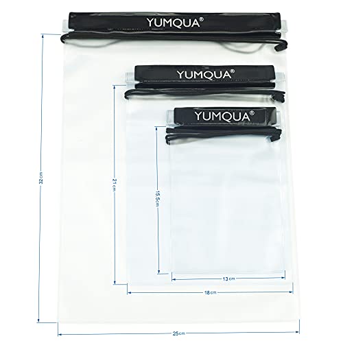 YUMQUA Clear Waterproof Bags, Water Tight Cases Pouch Dry Bags for Camera Mobile Phone Maps Pouch Kayak Military Boating Document Holder