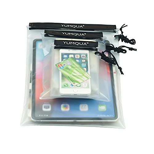 YUMQUA Clear Waterproof Bags, Water Tight Cases Pouch Dry Bags for Camera Mobile Phone Maps Pouch Kayak Military Boating Document Holder