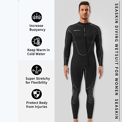 Mens 3mm Shorty Wetsuit, Full Body Diving Suit Front Zip Wetsuit for Diving Snorkeling Surfing Swimming (Men's Fullsuit, X-Small)