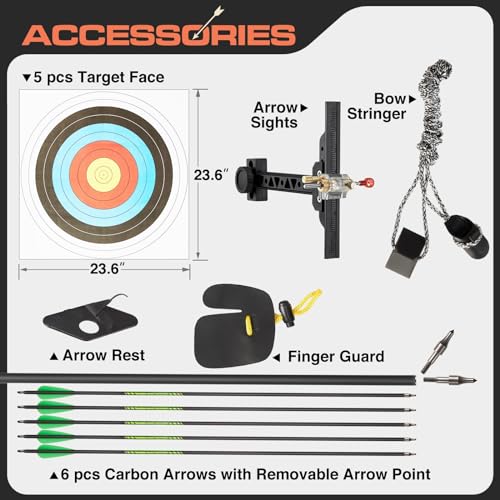 TIDEWE Recurve Bow and Arrow Set for Adult & Youth Beginner, Wooden Takedown Recurve Bow 62" Right Handed with Ergonomic Design for Outdoor Training Practice (20lbs)