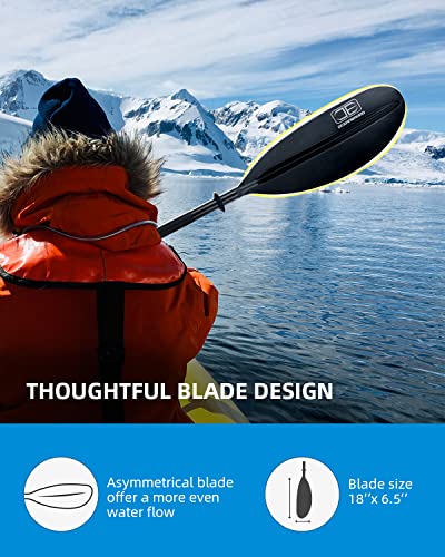 OCEANBROAD Kayak Paddle 86in/218cm Alloy Shaft Kayaking Boating Canoeing Oar with Paddle Leash 1 Paddle
