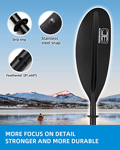 OCEANBROAD Kayak Paddle 86in/218cm Alloy Shaft Kayaking Boating Canoeing Oar with Paddle Leash 1 Paddle