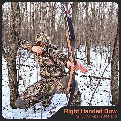 TIDEWE Recurve Bow and Arrow Set for Adult & Youth Beginner, Wooden Takedown Recurve Bow 62" Right Handed with Ergonomic Design for Outdoor Training Practice (20lbs)