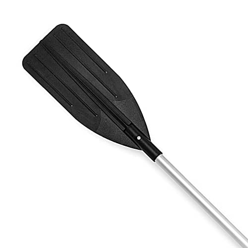 Intex 69625E 54 Inch Paddle Black 2 Piece Lightweight Aluminum Dual Purpose Inflatable Boat Oars with Ribbed Blades and Retainer Rings, Pair