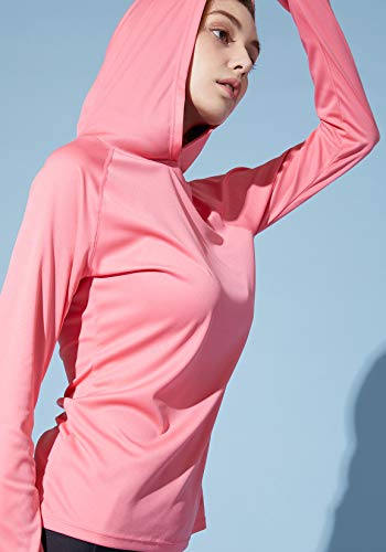TSLA Women's UPF 50+ Long Sleeve Rash Guard Swim Shirts, UV Protection Sun Shirts, Regular-Fit Quick Dry Water Shirts, Pullover Hoodie Coral Pink, X-Small