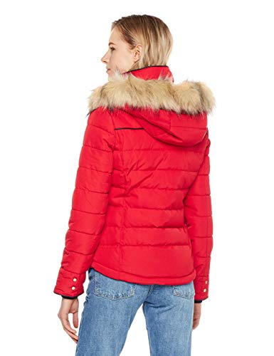 ROYAL MATRIX Women's Winter Hooded Puffer Jacket Short Thickened Warm Quilted Coat Cropped Bubble Jacket (Christmas Red, 14)
