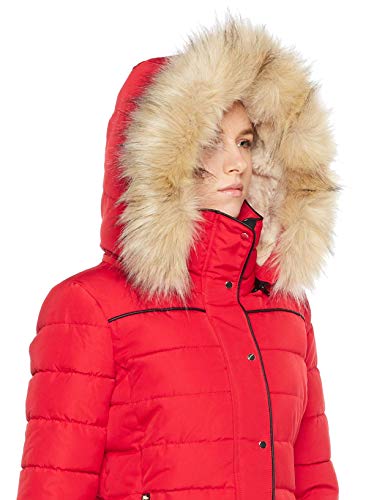 ROYAL MATRIX Women's Winter Hooded Puffer Jacket Short Thickened Warm Quilted Coat Cropped Bubble Jacket (Christmas Red, 14)