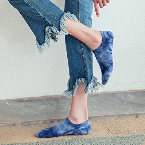 Bienvenu 5 Pack Colorful Pattern Low Cut Casual Liner Socks Tie Dye No Show Socks Hidden Invisible