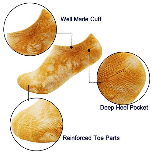 Bienvenu 5 Pack Colorful Pattern Low Cut Casual Liner Socks Tie Dye No Show Socks Hidden Invisible