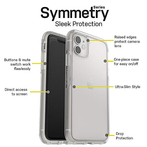 OtterBox iPhone 11 Symmetry Series Case - CLEAR, ultra-sleek, wireless charging compatible, raised edges protect camera & screen