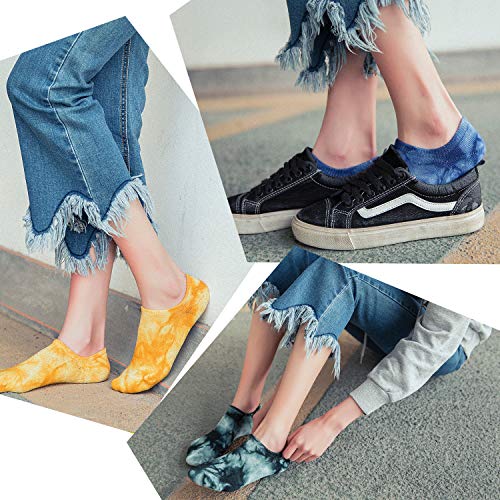 Bienvenu 5 Pack Colorful Pattern Low Cut Casual Liner Socks Tie Dye No Show Socks Hidden Invisible