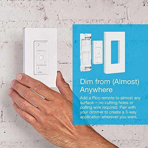 Lutron Caséta Wireless Smart Lighting Dimmer Switch Starter Kit with Caséta Smart Hub and Pico Bracket | Works with Alexa, Google Assistant, Ring, Apple HomeKit | P-BDG-PKG1W-A,White