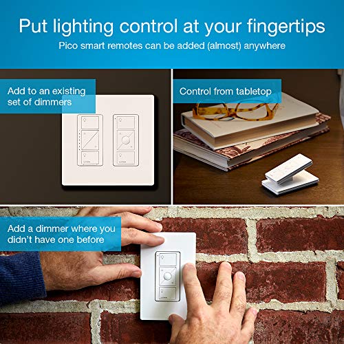 Lutron Caséta Wireless Smart Lighting Dimmer Switch Starter Kit with Caséta Smart Hub and Pico Bracket | Works with Alexa, Google Assistant, Ring, Apple HomeKit | P-BDG-PKG1W-A,White