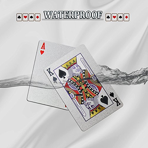 Joyoldelf Silver Foil Poker Playing Cards, Waterproof Deck Poker Card with Gift Box, Perfect for Party and Game