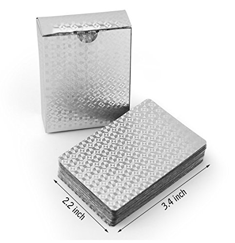 Joyoldelf Silver Foil Poker Playing Cards, Waterproof Deck Poker Card with Gift Box, Perfect for Party and Game