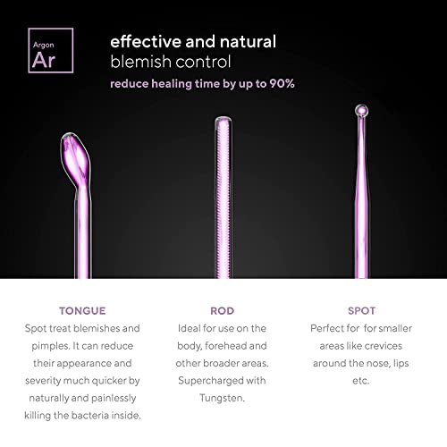 NuDerma Professional Skin Therapy Wand - Portable High Frequency Skin Therapy Machine with 6 Neon & Argon Wands – Boost Your Skin – Clear Firm & Tighten