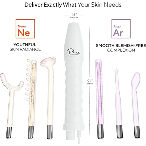 NuDerma Professional Skin Therapy Wand - Portable High Frequency Skin Therapy Machine with 6 Neon & Argon Wands – Boost Your Skin – Clear Firm & Tighten