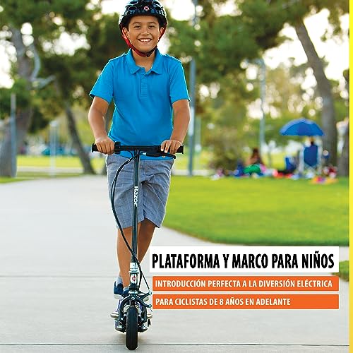 Razor E100 Electric Scooter for Kids Ages 8+ - 8" Pneumatic Front Tire, Hand-Operated Front Brake, Up to 10 mph and 40 min of Ride Time, For Riders up to 120 lbs