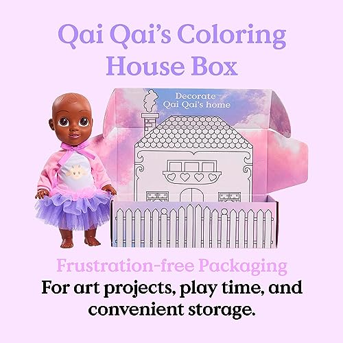 Qai Qai Doll by Serena Williams, Doll for Baby Girls with Coloring House Box 14.5in, Includes Removable Outfit with Tutu and Onesie, Stands Alone, Baby Doll for Ages 3+, by Just Play