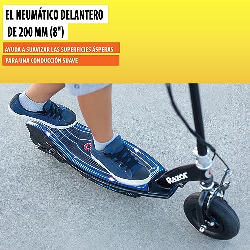 Razor E100 Electric Scooter for Kids Ages 8+ - 8" Pneumatic Front Tire, Hand-Operated Front Brake, Up to 10 mph and 40 min of Ride Time, For Riders up to 120 lbs