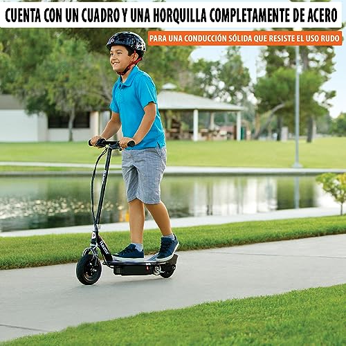 Razor E100 Electric Scooter for Kids Ages 8+ - 8" Pneumatic Front Tire, Hand-Operated Front Brake, Up to 10 mph and 40 min of Ride Time, For Riders up to 120 lbs