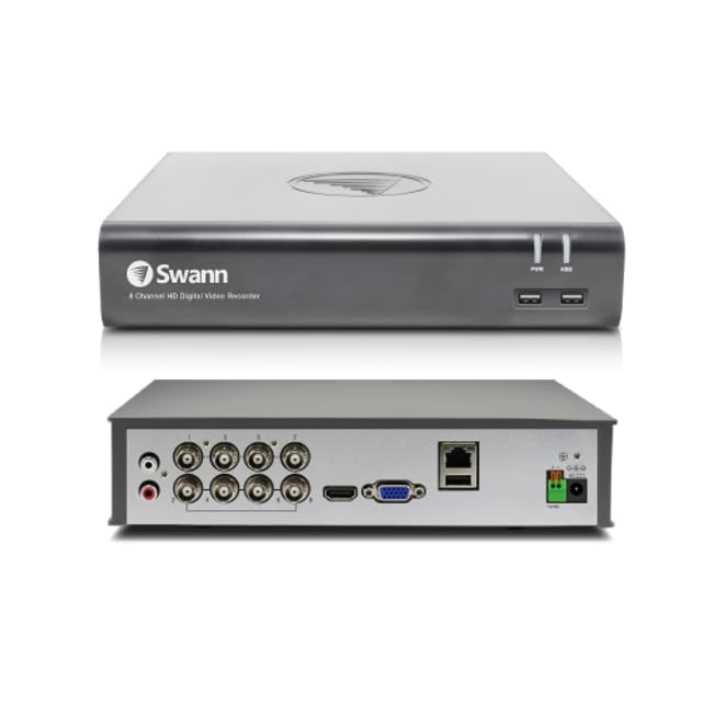 Swann Home DVR Security Camera System with 1TB HDD, 8 Channel 8 Camera, 1080p Full HD Video, Indoor or Outdoor Wired Surveillance CCTV, Color Night Vision, Heat Motion Detection, LED Lights, 845808