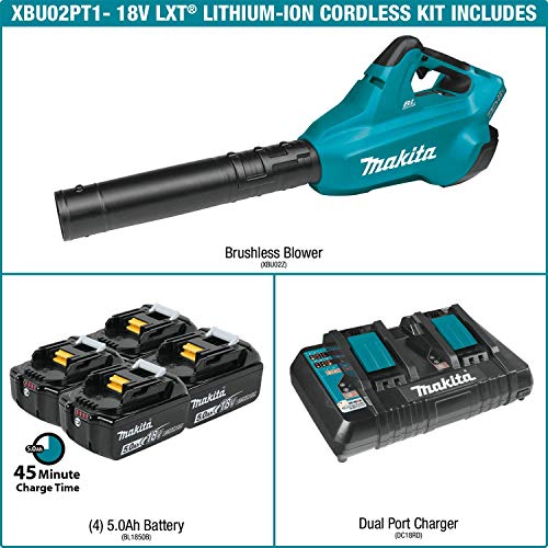 Makita XBU02PT1 36V (18V X2) LXT® Brushless Blower Kit with 4 Batteries (5.0Ah)