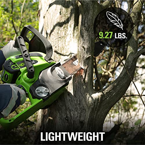 Greenworks 40V 12" Cordless Compact Chainsaw (Great For Storm Clean-Up, Pruning, and Camping), 2.0Ah Battery and Charger Included