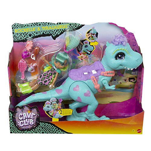 Cave Club Rockelle Doll and Tyrasaurus Dinosaur Pal Playset with Accessories, Gift for 4 Year Olds and up