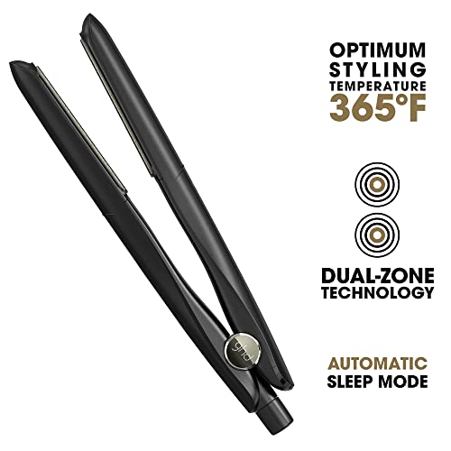 ghd Gold Styler | 1" Flat Iron Hair Straightener, Ceramic Straightening Iron Professional Styling Tool for Stronger Hair & More Color Protection | Black