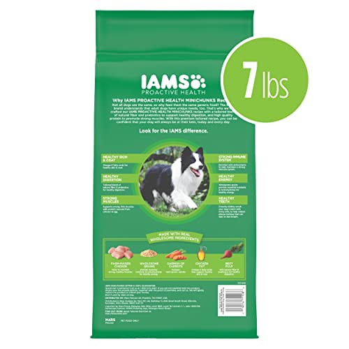 IAMS Adult Minichunks Small Kibble High Protein Dry Dog Food with Real Chicken, 7 lb. Bag