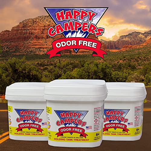 Happy Campers RV Toilet Treatment - 64 Black or Gray Holding Tank Deodorizer Treatments for RVs