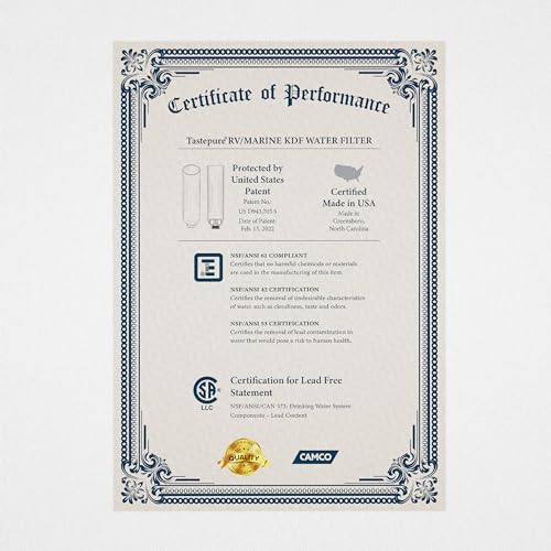 Camco TastePURE RV Water Filter - New Advanced 6-Step Patent-Protected Filtration - Camping Essentials for Fresh Drinking Water - 2-Pack of RV Inline Water Filters, Made in USA (40045)