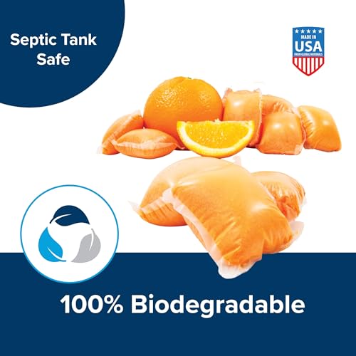 Camco TST MAX Camper / RV Toilet Treatment Drop-INs - Control Unwanted Odors & Break Down Waste and Tissue - Safe Septic Tank Treatment - Orange Scent, 30-Pack (41183)