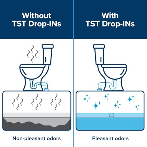 Camco TST MAX Camper / RV Toilet Treatment Drop-INs - Control Unwanted Odors & Break Down Waste and Tissue - Safe Septic Tank Treatment - Orange Scent, 30-Pack (41183)