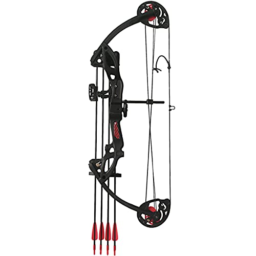 PANDARUS Compound Bow Archery for Youth and Beginner, Right Handed,19”-28” Draw Length,15-29 Lbs Draw Weight, 260 fps (Black Left Handed)