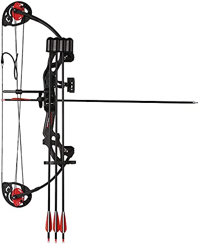 PANDARUS Compound Bow Archery for Youth and Beginner, Right Handed,19”-28” Draw Length,15-29 Lbs Draw Weight, 260 fps (Black Left Handed)
