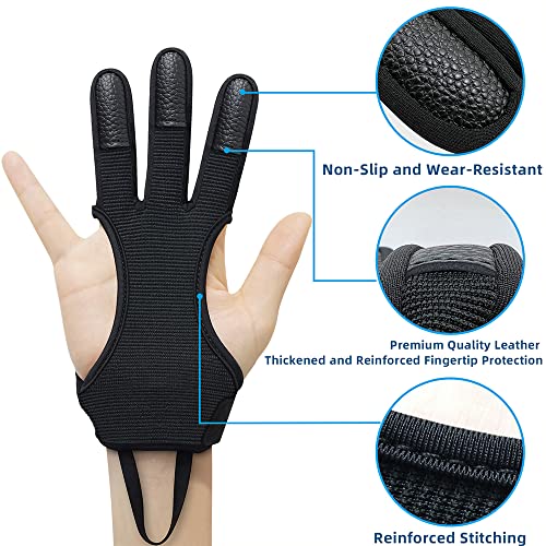 Archery Gloves Shooting Hunting Leather Three Finger Protector for Youth Adult Beginner -S