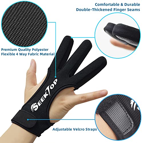 Archery Gloves Shooting Hunting Leather Three Finger Protector for Youth Adult Beginner -S