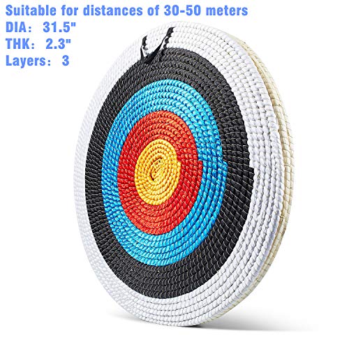 KAINOKAI Traditional Hand-Made Straw Archery Target,Arrow Target for Recurve Bow Longbow or Compound Bow(A Traditional Target Dia Φ:31.5in / 3 Layers)