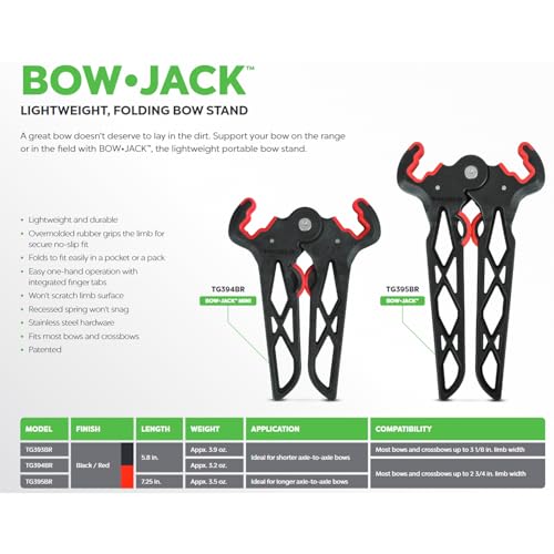 Truglo Bow Jack Lightweight Durable Portable Folding Bow Stand for Bowhunting - Mini Leg Length (5.8 in.); Standard Limb Width (up to 2.75 in.), Mini Leg (5.8 in); Standard Limb (2.75 in)